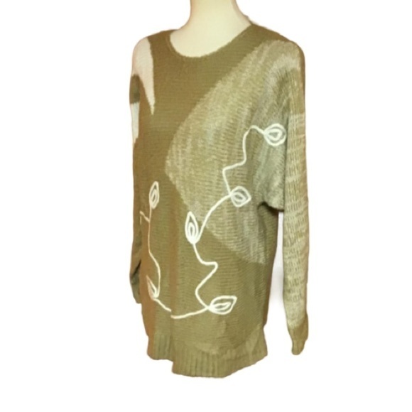 Vintage 80s earthy vine n leaves sweater - Picture 1 of 9